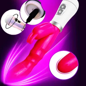 USB Punjenje Trostruki Zec Vibrira Silikon 26 cm Erotski Rabbit Vibrator Ženska Masturbacija i Seks Igračke Točka G Analni Masaža Orgazam