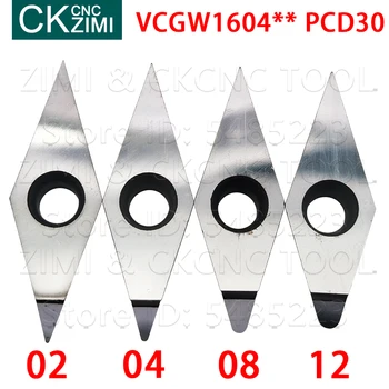 VCGW160402 VCGW160404 VCGW160408 VCGW160412 PCD30 diamond Umetanje CNC Vanjski okretanje alat držač tokarilica VCGW za bakar i aluminij