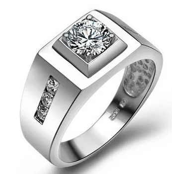 Vecalon Solitaire Muški prsten Od 925 sterling srebra AAAAAZircon Cz Angažman Zaručnički prsten prsten Za muškarce Nakit Na Prst