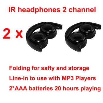 Veleprodaja 2 kom. Infracrvene Bežične Stereo Slušalice sklopivi Slušalice IC na krov vozila dvd-u ili na naslon za glavu DVD Player i dual-link