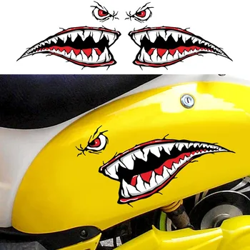 Veslanje koža niz crtani morski pas usta zubi naljepnice vodootporna auto naljepnice s kreativnim grafiti pribor za ukrašavanje motocikala