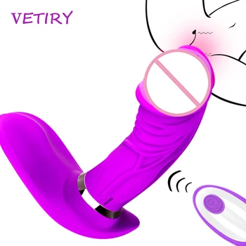 VETIRY Nosivi Vibrator Dildo Gaćice su Nametnute Na Dildo Stimulans Vaginalni Seks-Igračke Za Odrasle Za Žene Seks-Shop 7 Brzina Daljinsko Upravljanje