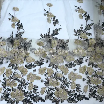 Visoka kvaliteta fashoin Bež/vinski pomiješan boje vezeni haljina cvjetne čipke tkanina 51 