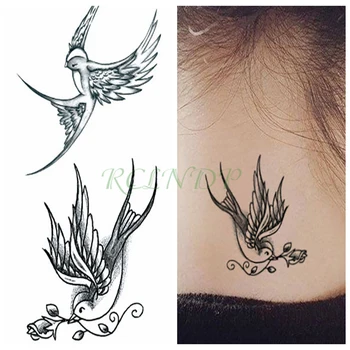 Vodeni Transfer lažna tetovaža Lastavice, ptice tetovaža Vodootporne Privremena bljeskalica tetovaža za грил žena muškarac 10,5*6 cm