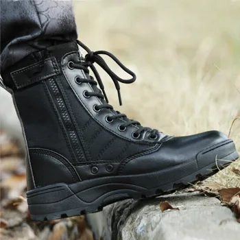 Vruće Trendy Muške Zimske Čizme Ulične Kožne Vojne Čizme Prozračna Vojne Vojne Čizme Plus Size Pusta Cipele Muške Cipele Za Planinarenje