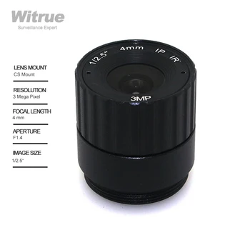 Witrue CS Mount Objektiv za video Nadzor HD 3 megapiksela 4 mm F1.4 1/2.5