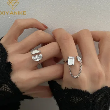 XIYANIKE Gorski Kristal Krug Četkom Pljuska Prst Prsten Za Za Žene Korejski Djevojka Moda Nove Nakit Jedni Dar Večernje prsten donje
