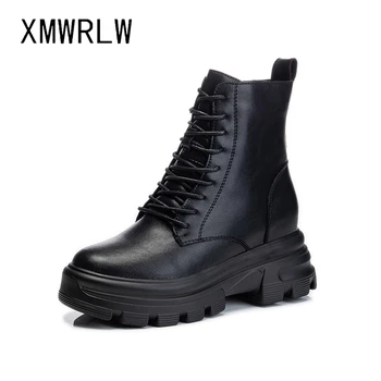 XMWRL/ženske čizme; sezona jesen-zima; ženske cipele od prave kože na skrivenom petama; toplo plišani ženska zimska obuća; нескользящие cipele