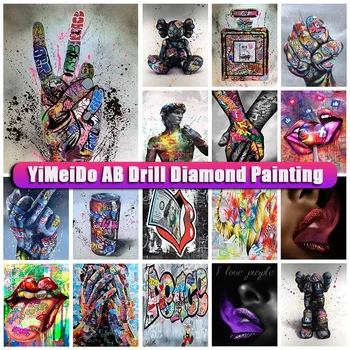 YIMEIDO 5D AB Diamond Slikarstvo Crtani Ruke Gorski Kristal Diamond Vez Mozaik Slika je Potpuna Okrugli Trg Bušilica Vez Križem