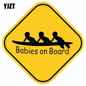 YJZT 14 cm * 14 cm Bebe Na brodu znak upozorenja Naljepnica PVC Trojke Auto Oznaka 12-40332