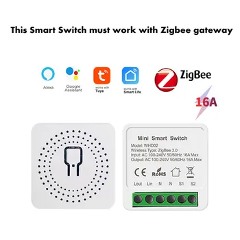 Zigbee je Pametan Dom Prekidač Mini DIY 16A Za Tuya Smart Life Bežični Releja Modula za Automatizaciju Rada Alexa Google Assistant
