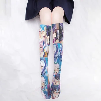 Čarape Do Koljena u stilu Anime Харадзюку Za Djevojčice, Ružičasta i Slatka Seksi mrežaste Najlon Čarape s po cijeloj površini 