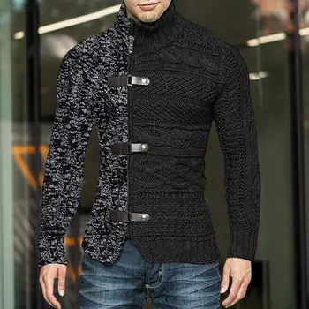 Šik Individualni Muški Zimski Džemper na Munje, Pletene Jesen Džemper, Kaput s Visokim Ovratnikom za Ured