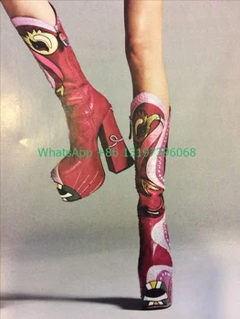 Ženske svijetlo ružičaste cipele u stilu punk u stilu hip-hop sa po cijeloj površini, luksuzne dizajnerske cipele ne сужающемся dolje masivnim petu cipele sa štrasom, модальная cipele, veličina 46, cipele