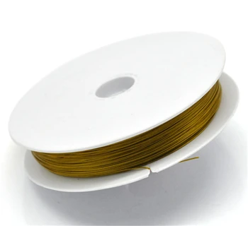 Žica za бисероплетения DoreenBeads zlatnožute boje od čelika 0,38 mm, prodaja stranke na 1 рулону (80 m) (B15910), Yiwu