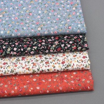 Пасторальный mali cvjetni print svježe denim odijevanje haljina košulja tkanina ručno diy pamuk puplin je uobičajena odjeća tecidos