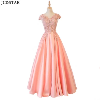персиково-ružičaste haljine djeverušama s v-izrez, čipke, satena haljine kratkih rukava, vestidos de boda invitada, duga Večernja haljina, elegantan abiti da sera rea